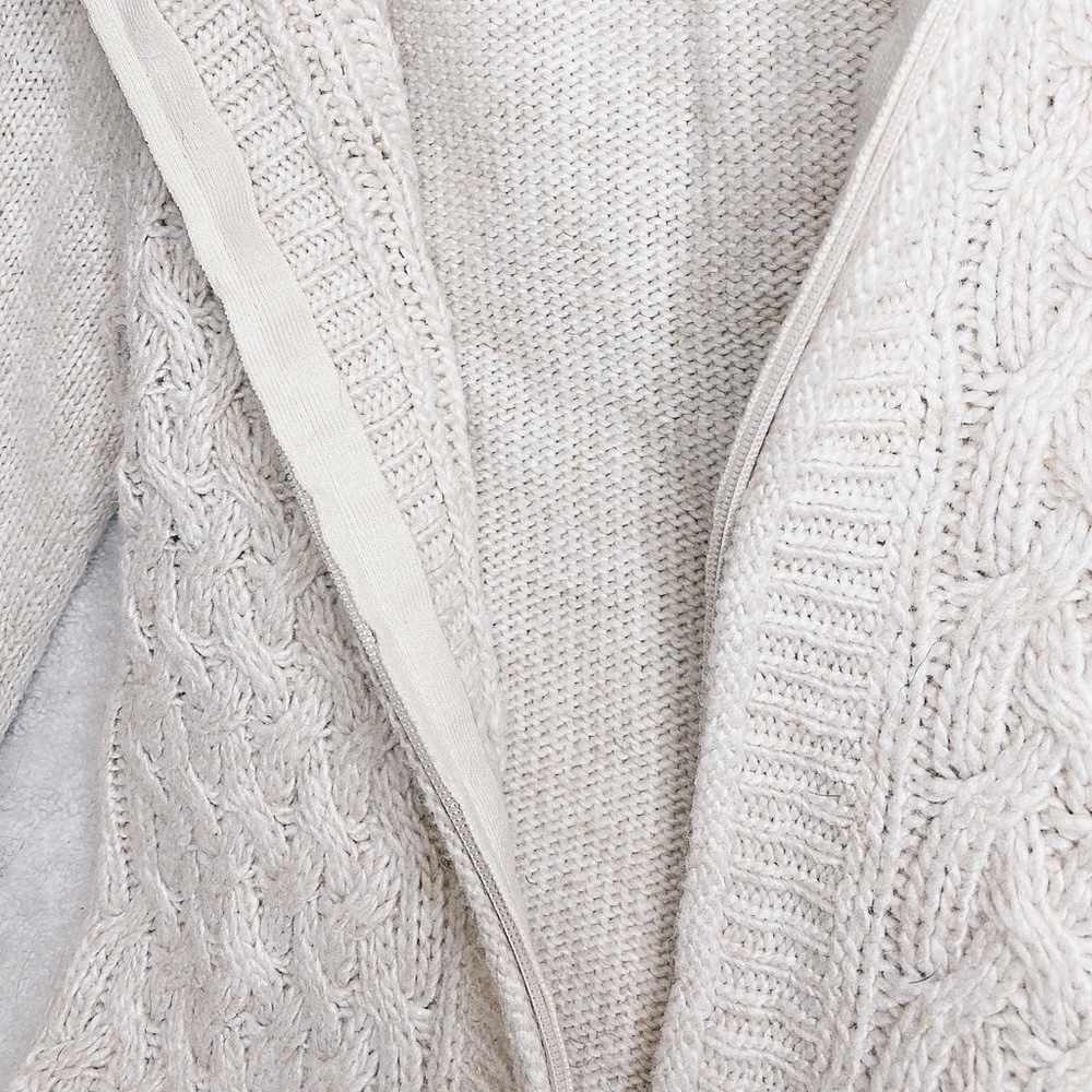REI Cable Knit Zip Up Cream Sweater - Picture 5 of 5